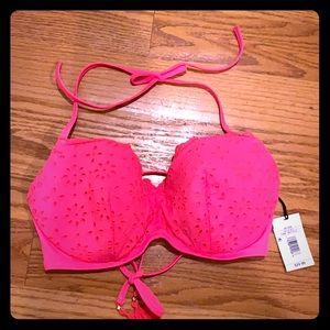 Hot pink lightly lined Halter bikini top